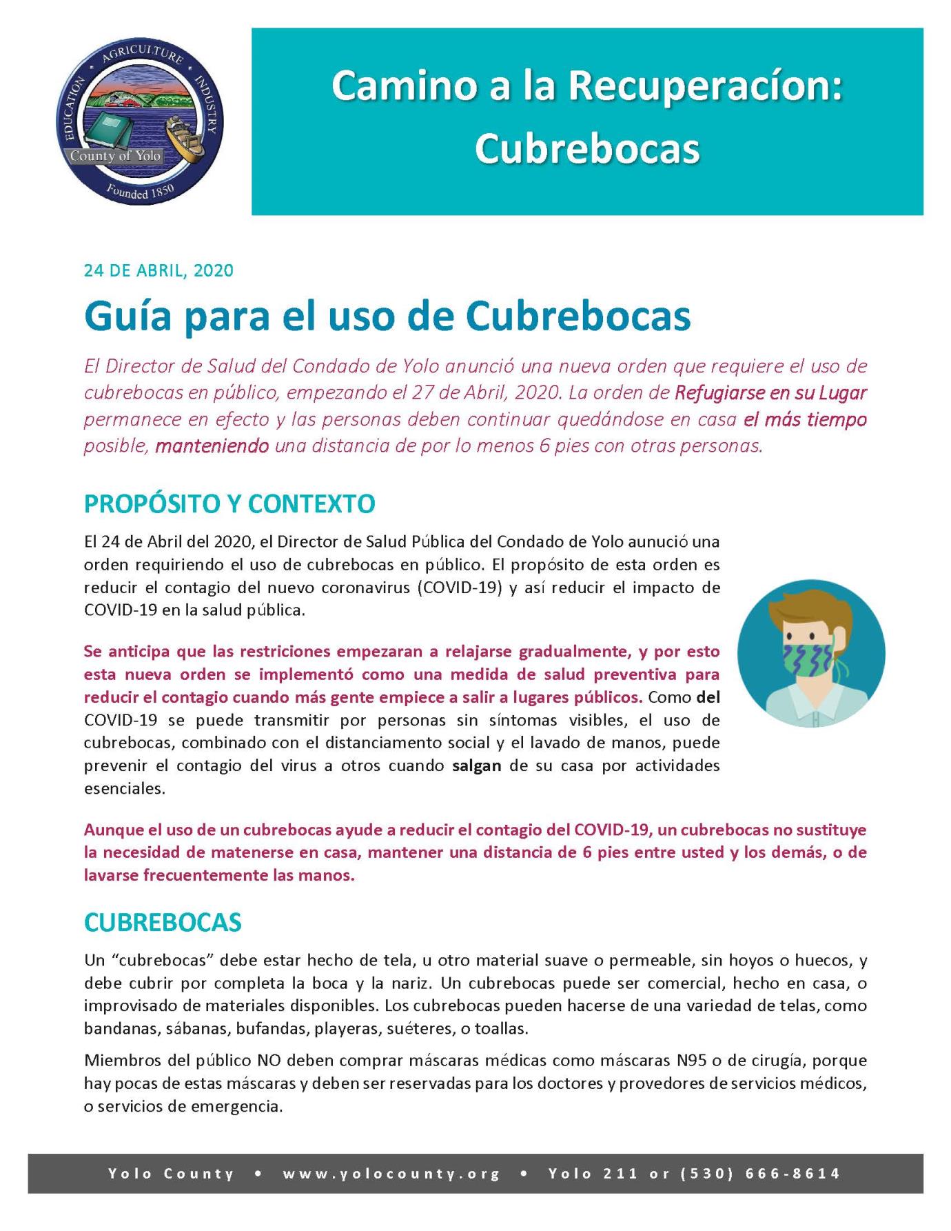 Guidance Document - Face Covering (SPANISH)