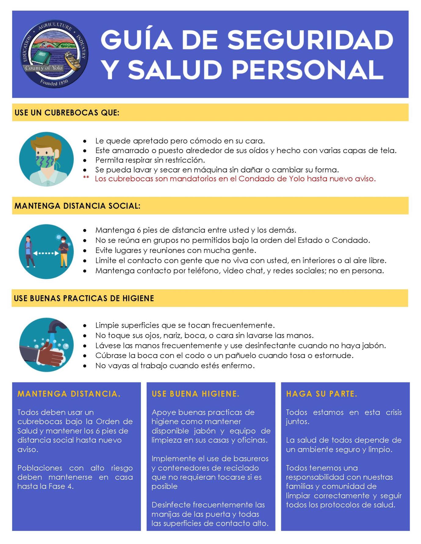 Personal Health and Safety Guidance SPANISH