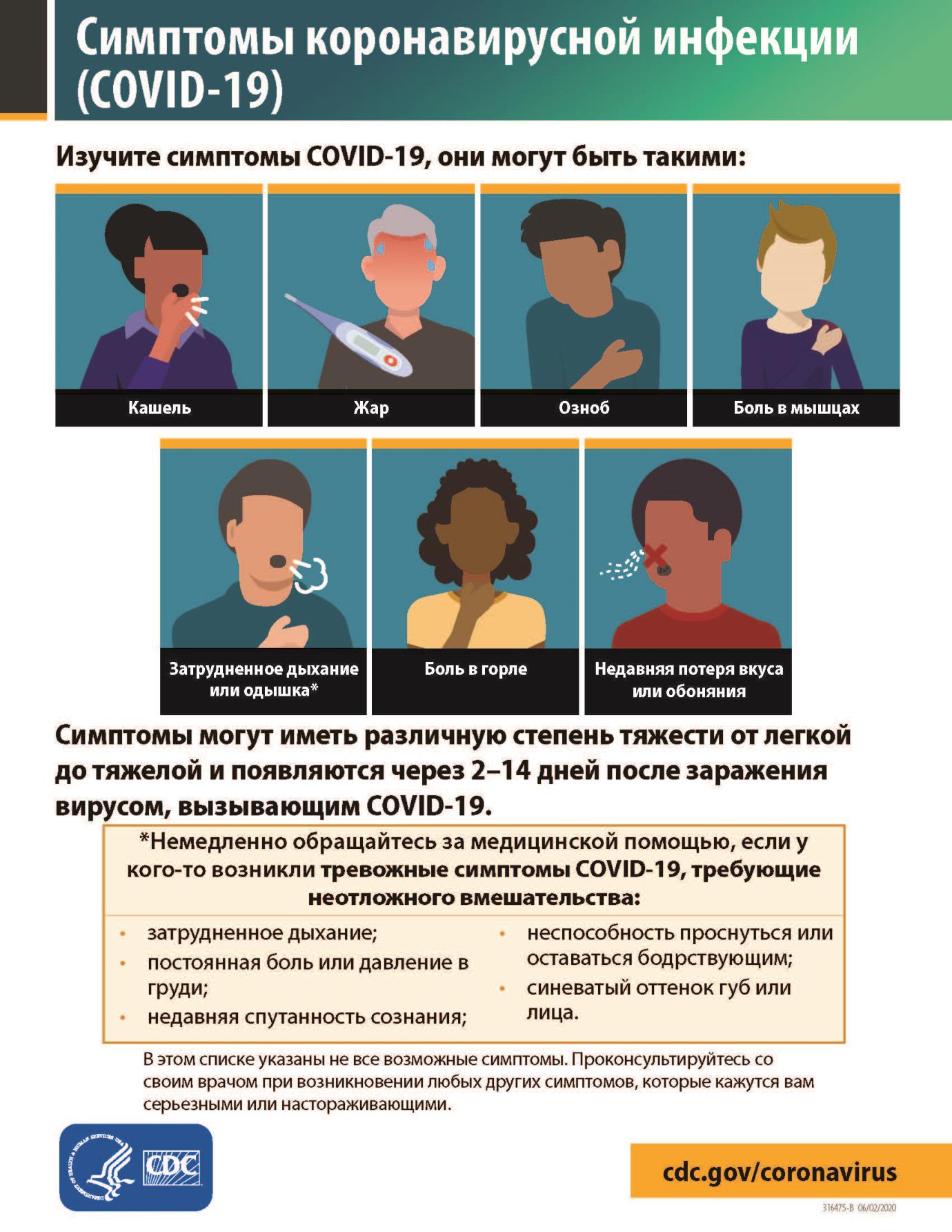 COVID19-symptoms CDC Russian