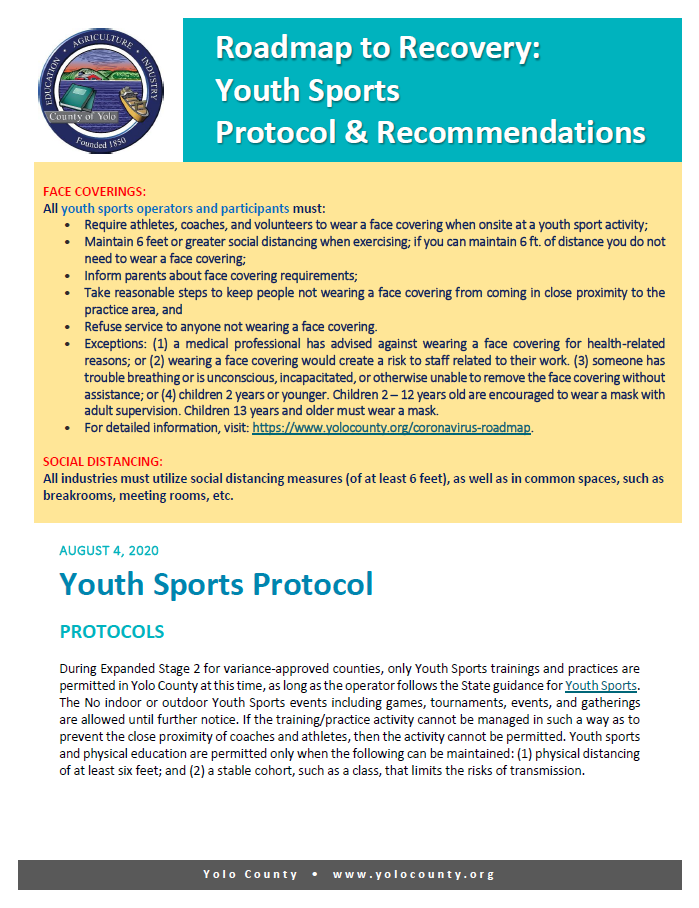 Youth Sports Protocol-Yolo County