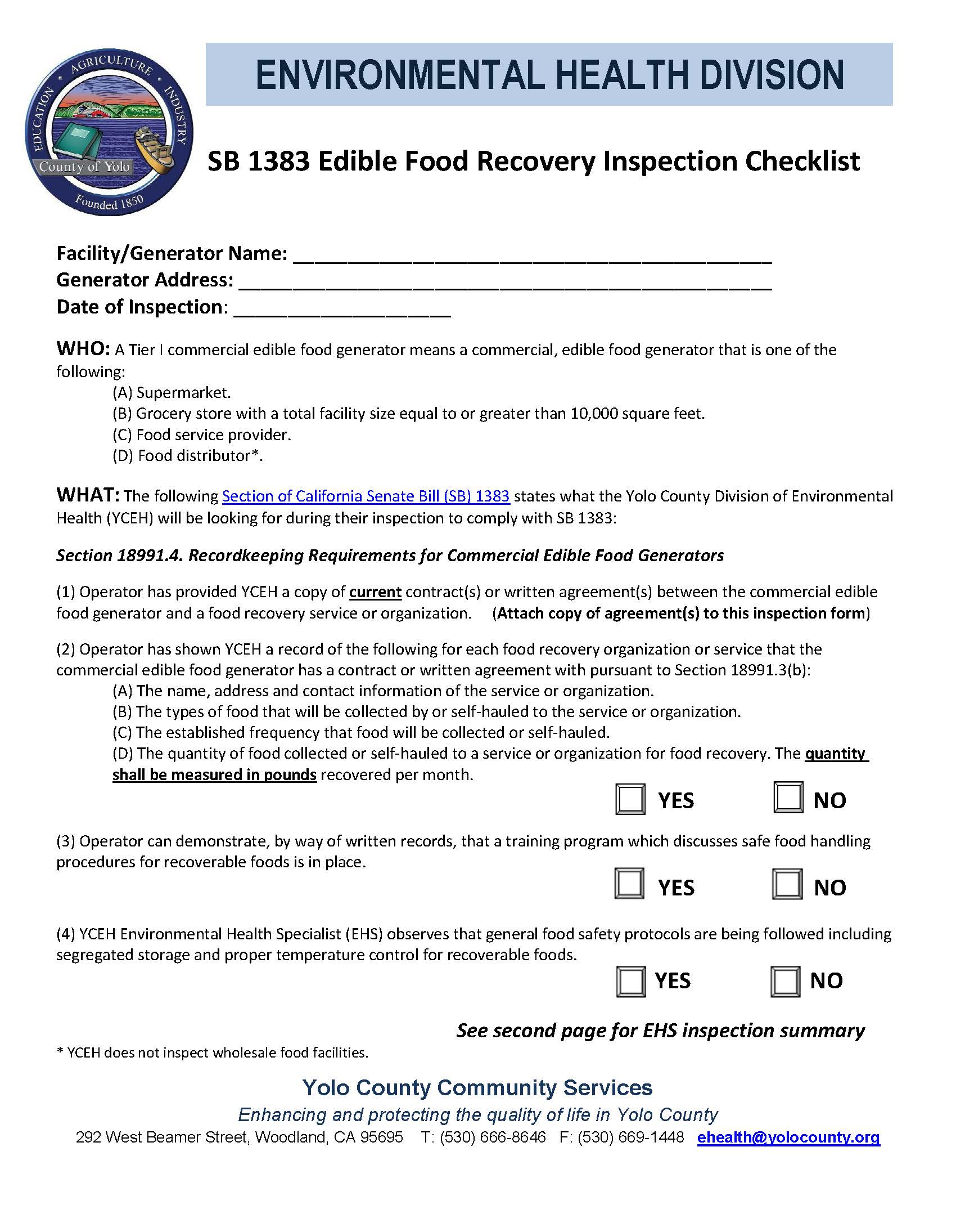 IMG Inspection Checklist Form