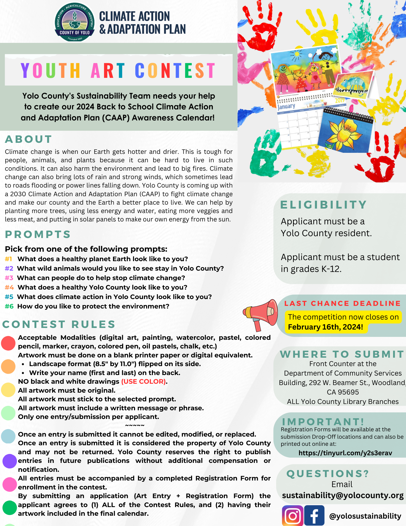 LAST CHANCE ENGLISH - CAAP Youth Calendar Art Contest - Flyer